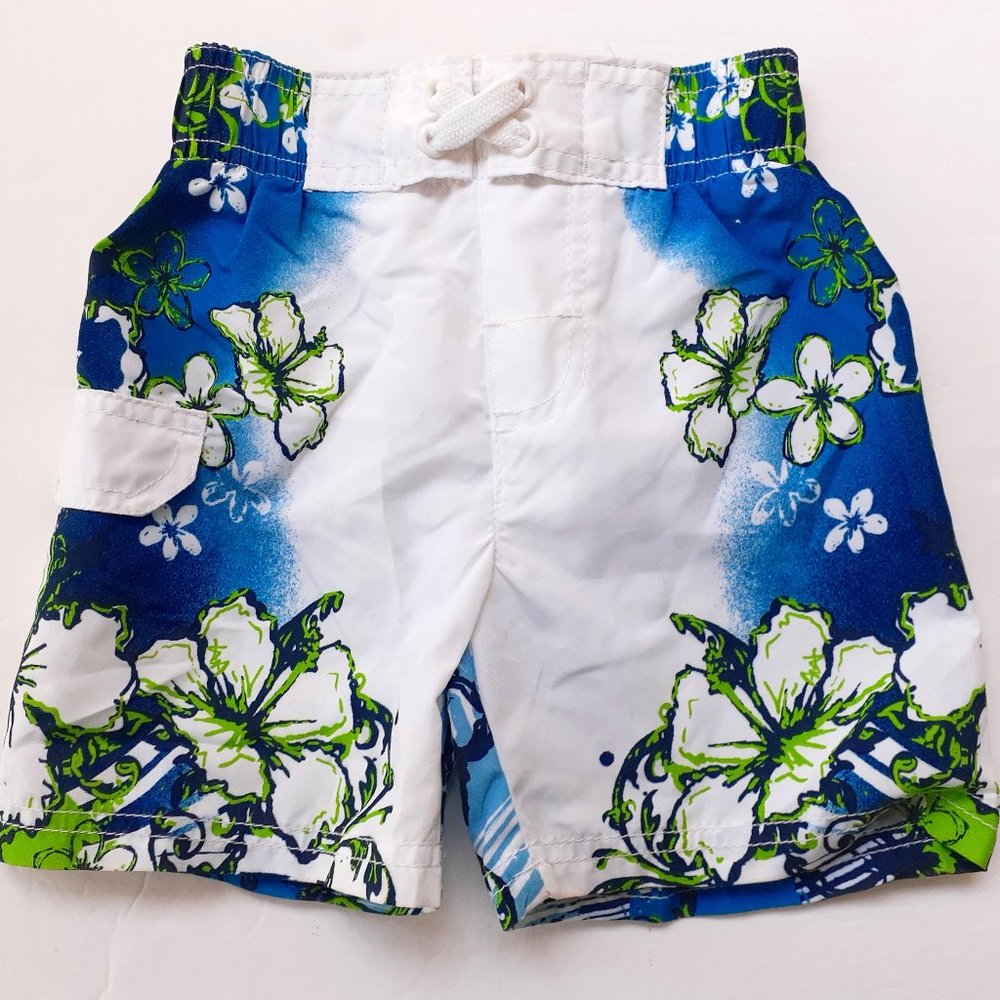 Arizona Boys Swim Trunks Hibiscus Swimsuit Bathing Suit 18 Months